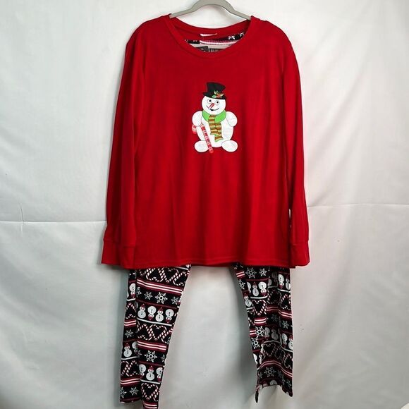 Ekoaer Women Snowman Holiday Pajama set long sleeve red and black size XL… - Picture 3 of 10